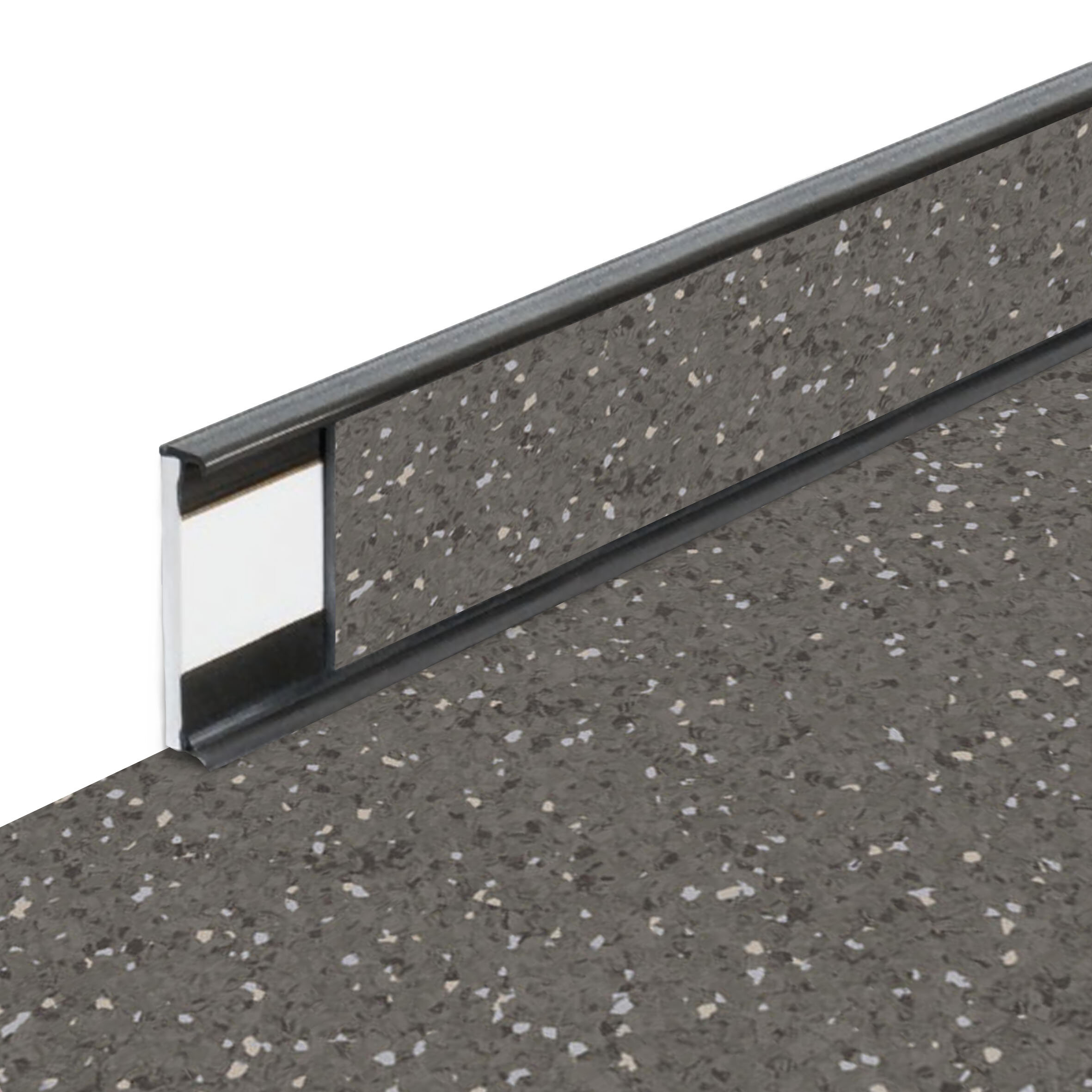 PVC vinylová soklová podlahová lišta Fortelock Business Sauda Cold Lava G003 Graphite - dĺžka 200 cm, výška 5,8 cm, hrúbka 1,2 cm