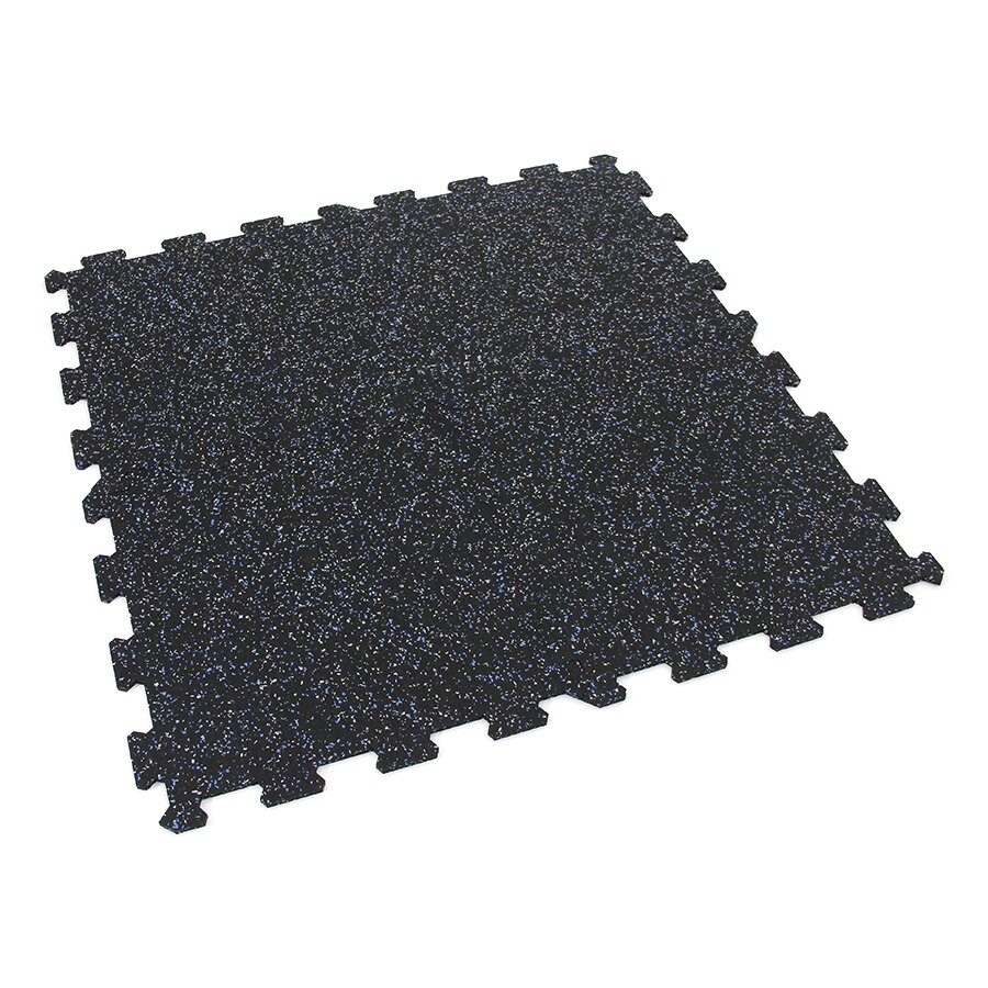 Čierno-bielo-modrá gumová modulová puzzle dlažba (stred) FLOMA FitFlo SF1050 - dĺžka 47,8 cm, šírka 47,8 cm a výška 0,8 cm