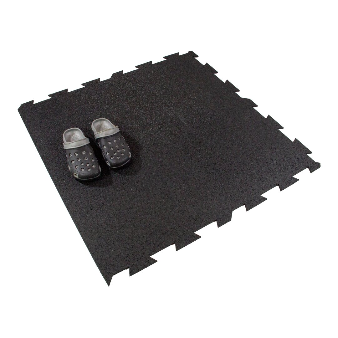 Čierna gumová modulová puzzle dlažba (okraj) FLOMA FitFlo SF1050 - dĺžka 100 cm, šírka 100 cm, výška 1,6 cm