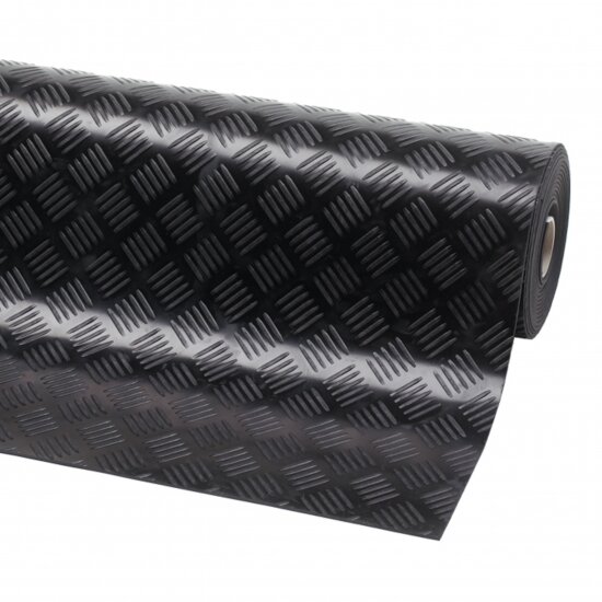 Černá olejivzdorná rohož Check ‘n’ Roll - šířka 140 cm a výška 0,3 cm