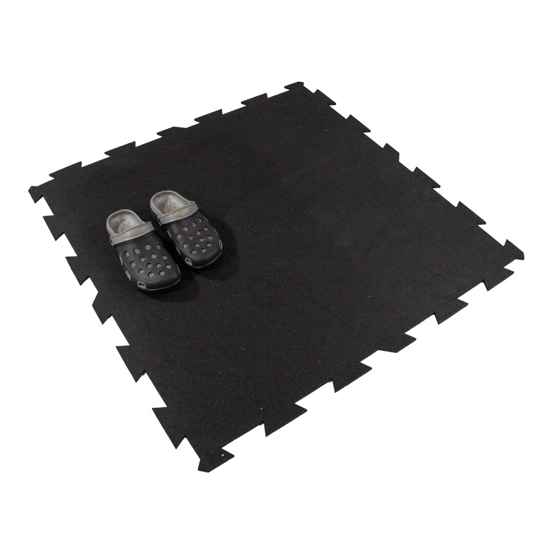 Čierna gumová modulová puzzle dlažba (stred) FLOMA FitFlo SF1050 - dĺžka 100 cm, šírka 100 cm, výška 0,8 cm