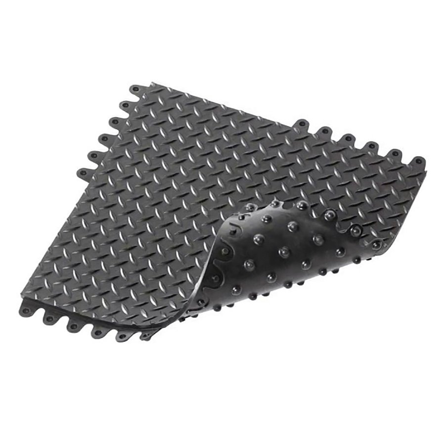 Čierna gumová rohož De-Flex ESD - dĺžka 45 cm, šírka 45 cm a výška 1,9 cm