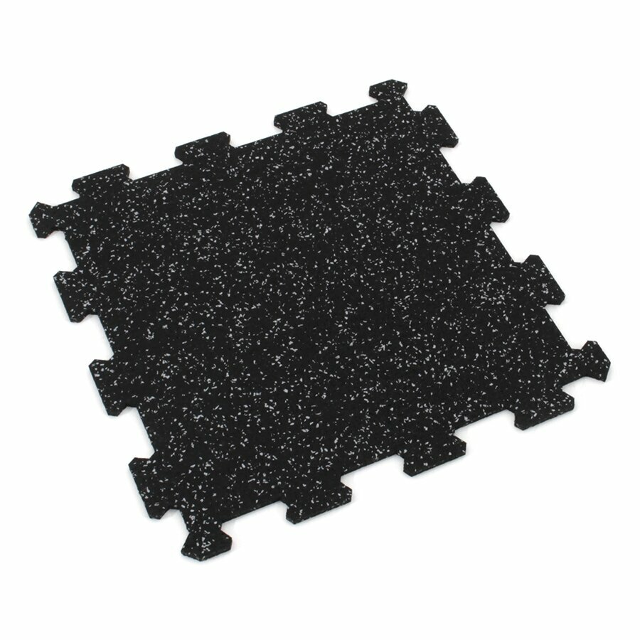 Černo-šedá gumová puzzle modulová dlaždice (střed) FLOMA SF1050 FitFlo - délka 47,8 cm, šířka 47,8 cm, výška 0,8 cm