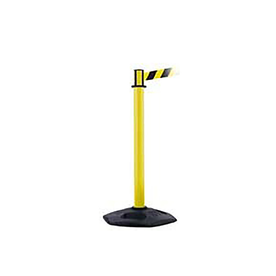 Žltý plastový vymedzovací stĺpik so samonavíjacím pásom - výška 97,5 cm