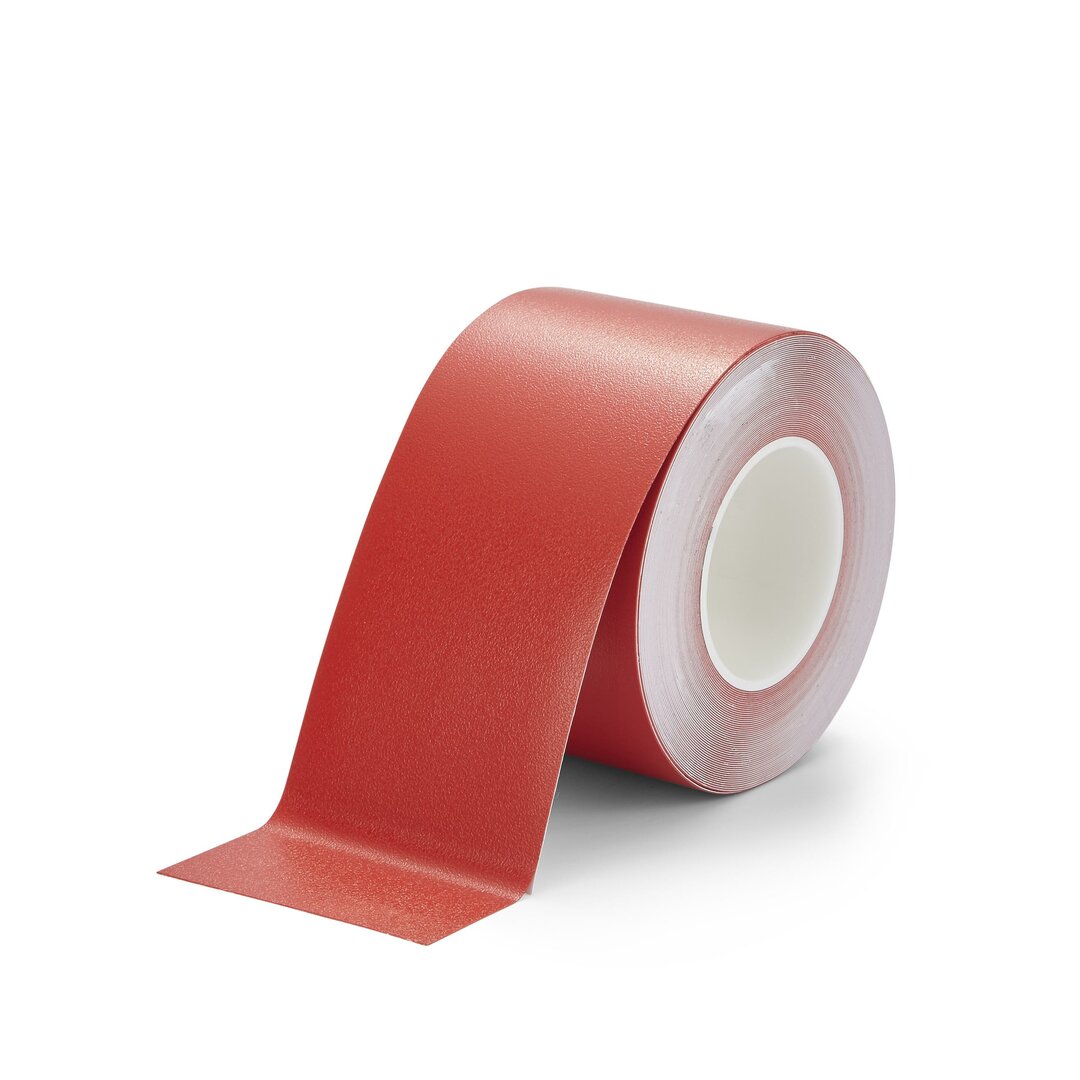 Červená plastová vodeodolná protišmyková páska FLOMA Resilient Standard - dĺžka 18,3 m, šírka 10 cm, hrúbka 1 mm