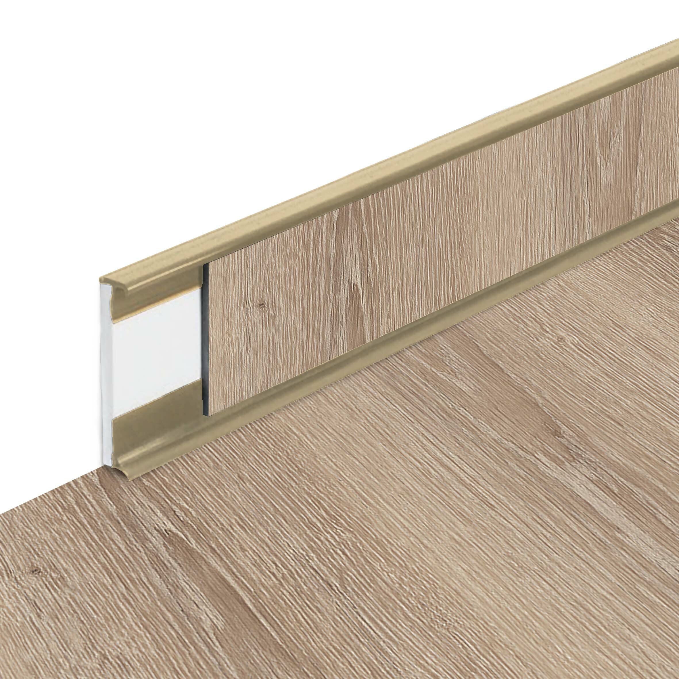 PVC vinylová soklová podlahová lišta Fortelock Business Tyrolean oak W001 Beige - délka 200 cm, výška 5,8 cm, tloušťka 1,2 cm