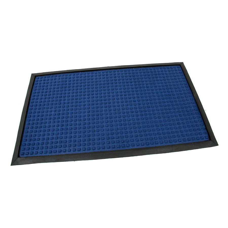 Modrá textilní gumová čistící vstupní rohož FLOMA Little Squares - délka 45 cm, šířka 75 cm a výška 0,8 cm