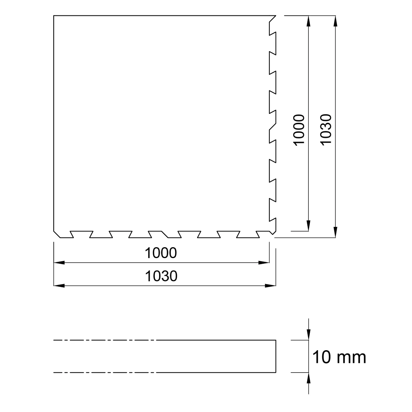 Płytka modułowa z czarnej gumy (narożna) FLOMA IceFlo SF1100 - długość 100 cm, szerokość 100 cm i wysokość 1 cm