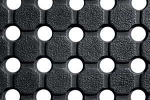 Čierna priemyselná protišmyková podlahová guma FLOMA Forte - dĺžka 10 m, šírka 90 cm a výška 1 cm