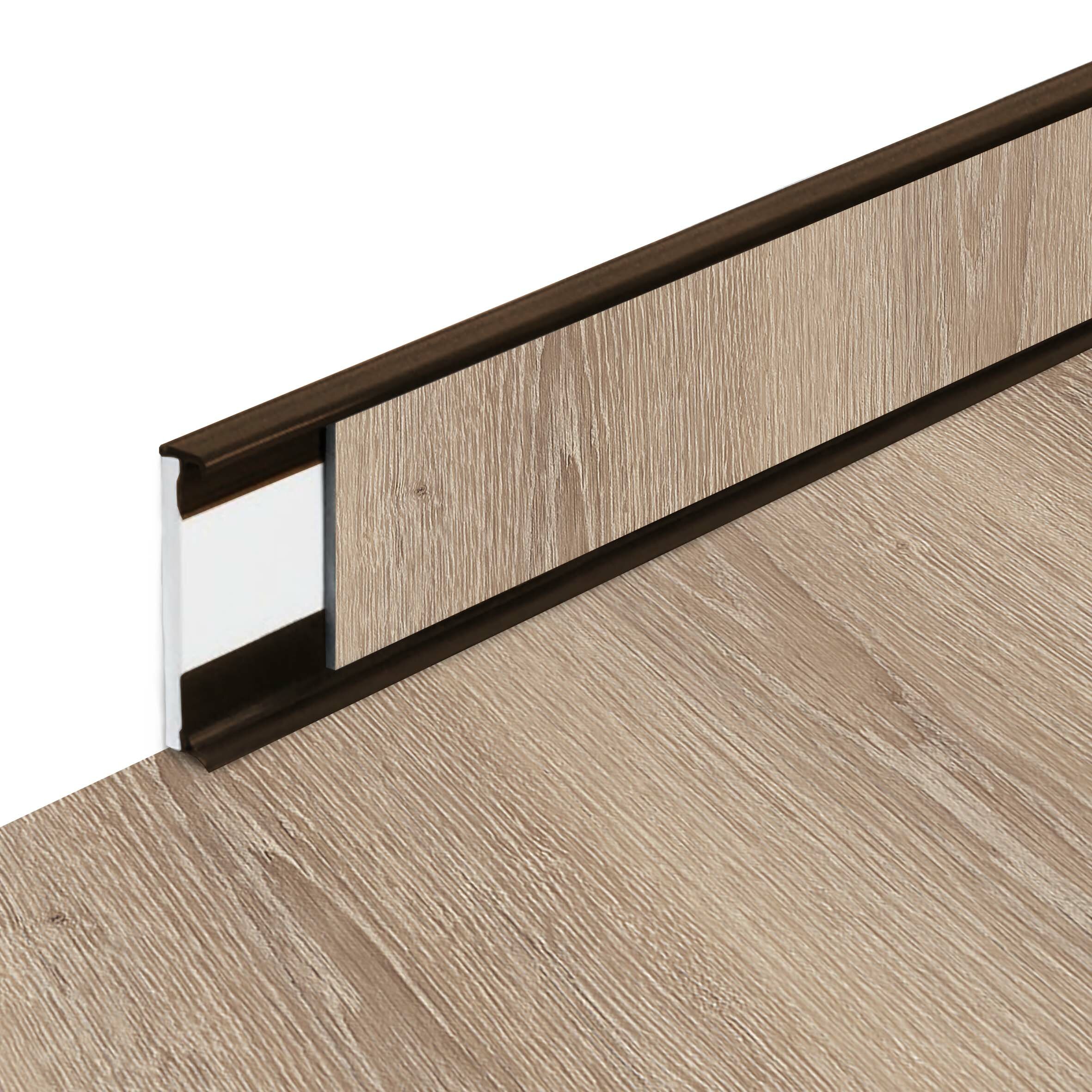 PVC vinylová soklová podlahová lišta Fortelock Business Tyrolean oak W001 Brown - dĺžka 200 cm, výška 5,8 cm, hrúbka 1,2 cm