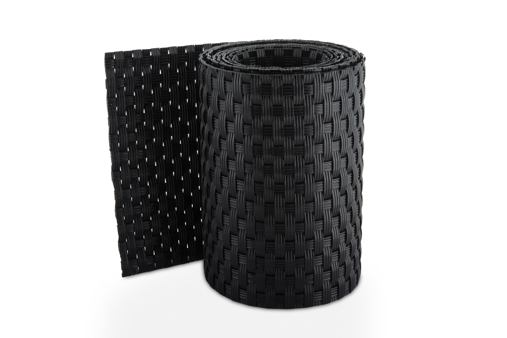 Čierny plastový ratanový tieniaci pás "umelý ratan" - dĺžka 255 cm a výška 19 cm