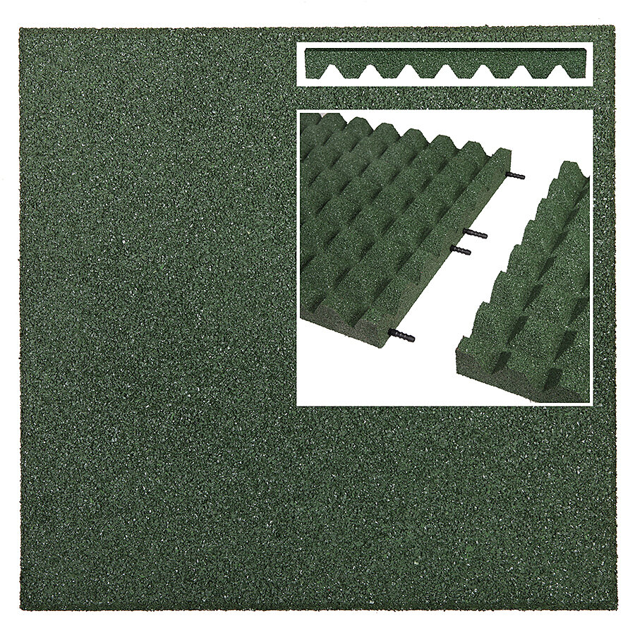 Zelená gumová dopadová certifikovaná dlažba FLOMA - délka 50 cm a šířka 50 cm