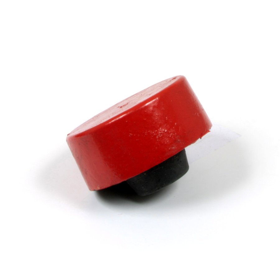 Červená plastová koncovka pre cestné obrubníky "samec" - priemer 14,5 cm a výška 6 cm