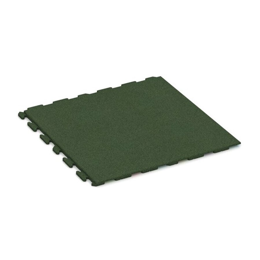 Zelená gumová dopadová dlažba se skrytým puzzle zámkem FLOMA - délka 100 cm, šířka 100 cm, výška 3 cm
