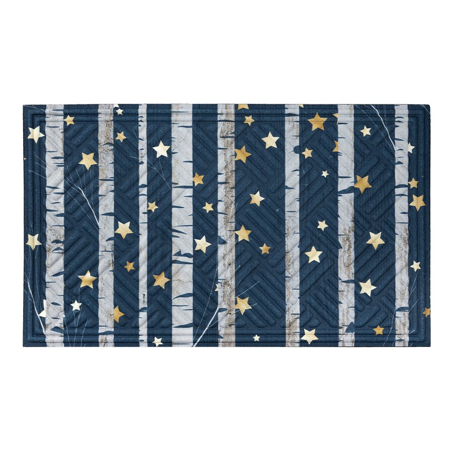 Textilní gumová rohožka FLOMA Star & Birch - délka 45 cm, šířka 75 cm, výška 1,1 cm
