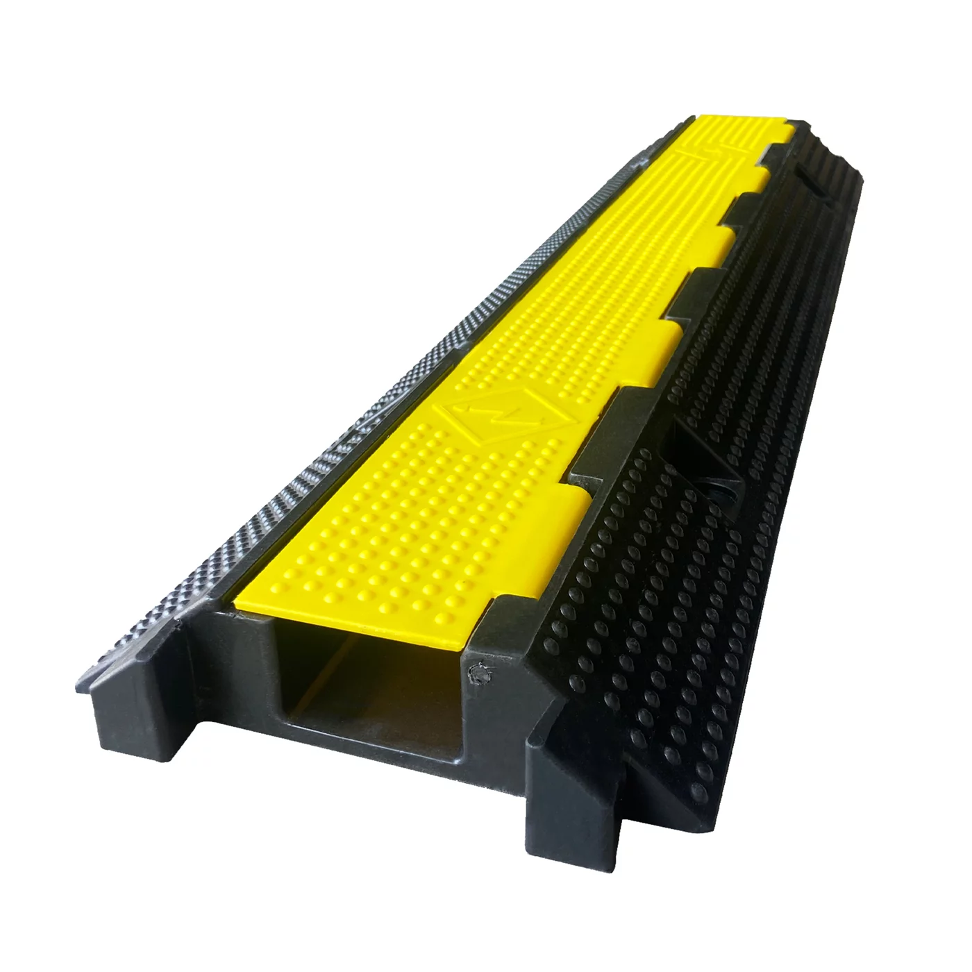 Anti-Rutsch Kabelbrücke aus Gummi (1x15x35) FLOMA - Länge 100 cm, Breite 25 cm, Höhe 3 cm - Schwarz-Gelb