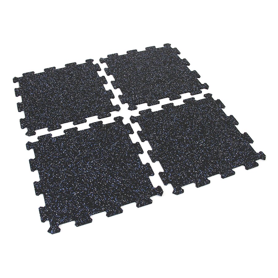 Čierno-bielo-modrá gumová modulová puzzle dlažba (stred) FLOMA FitFlo SF1050 - dĺžka 47,8 cm, šírka 47,8 cm a výška 0,8 cm