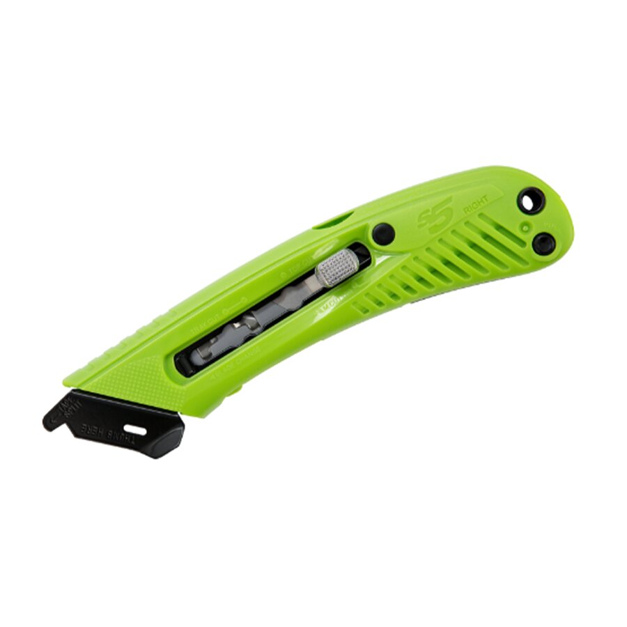 Zelený kovový bezpečnostný nôž pre pravákov 3 v 1 S5R