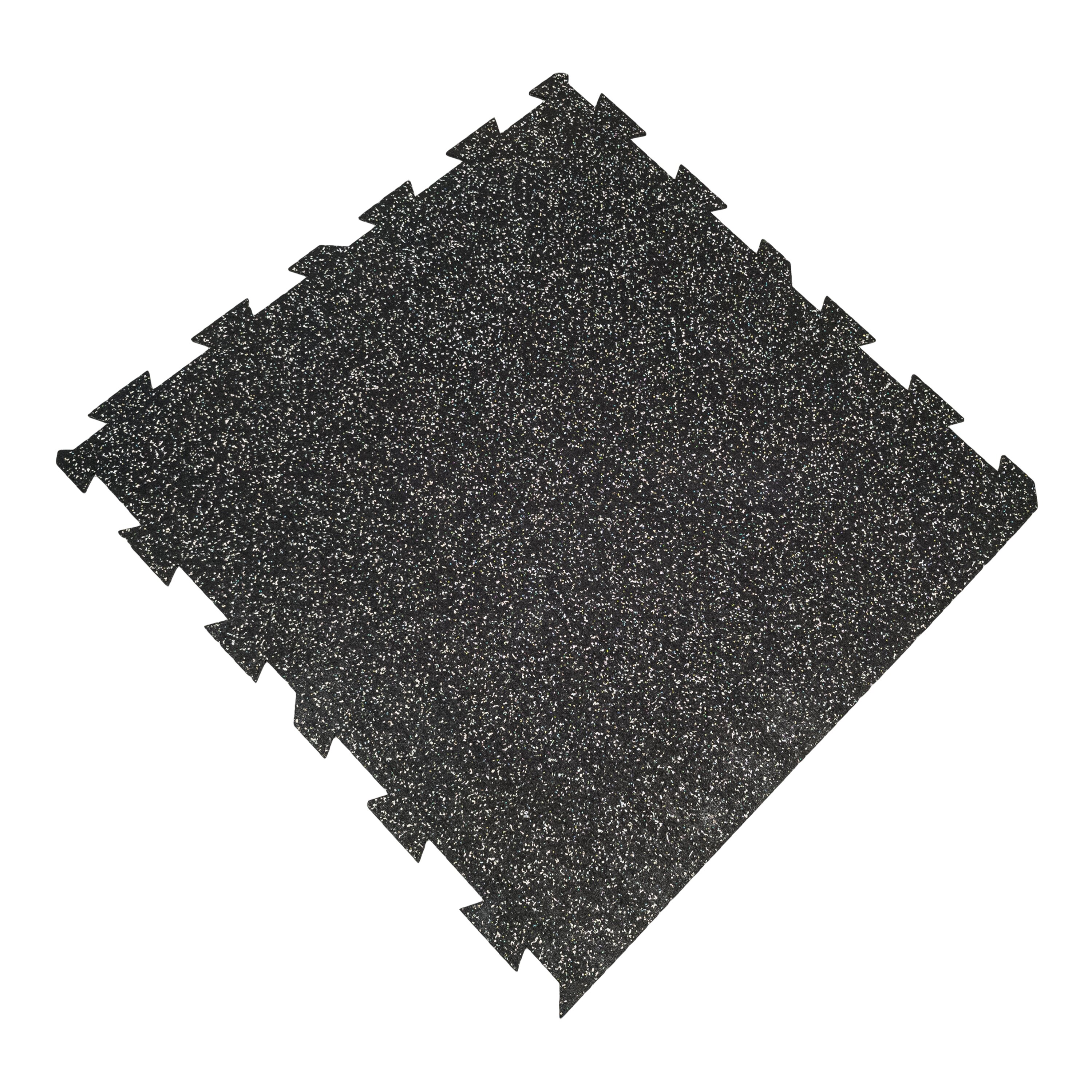 Čierno-biela podlahová guma (puzzle - okraj) FLOMA FitFlo SF1050 - dĺžka 100 cm, šírka 100 cm, výška 0,8 cm