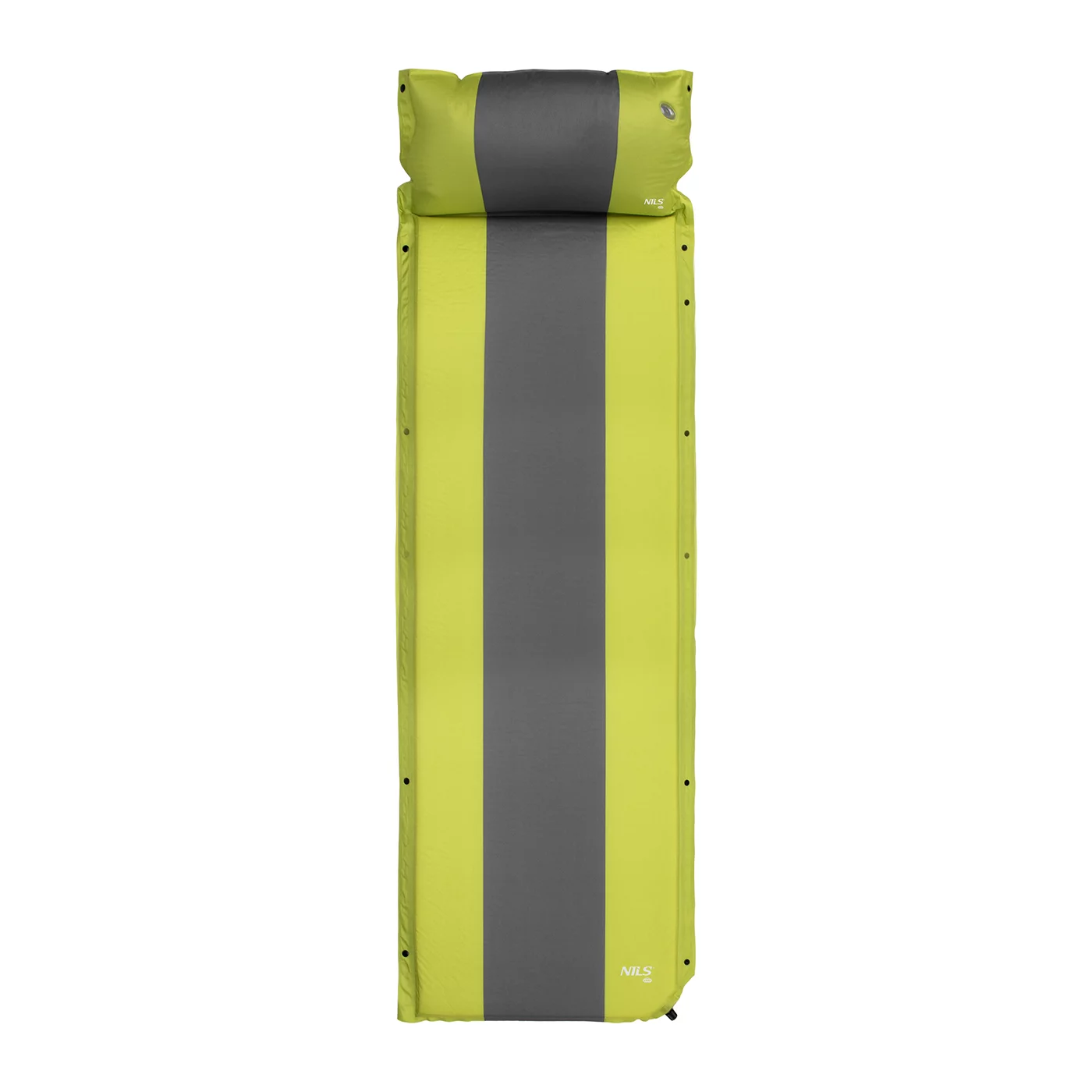 Aufblasbare Isomatte mit Kopfstütze NILS CAMP NC4349 - Länge 193 cm, Breite 58 cm, Höhe 3 cm - Grau-Grün
