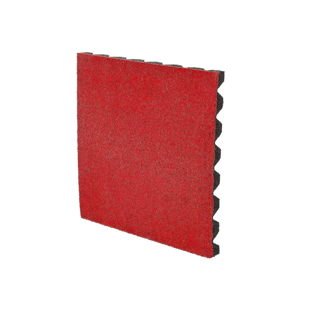 Černo-červená EPDM certifikovaná dopadová dlažba FLOMA V50/R15 - délka 100 cm, šířka 100 cm a výška 5 cm