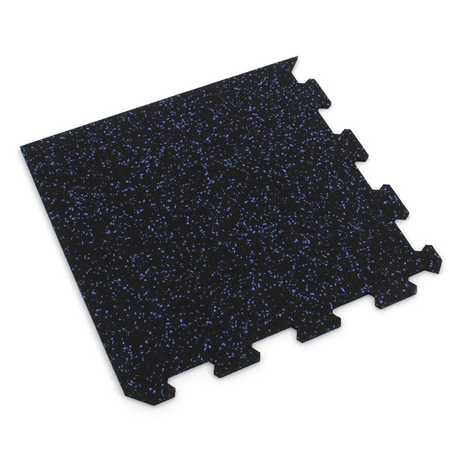 Černo-modrá gumová modulová puzzle dlažba (roh) FLOMA IceFlo SF1100 - délka 95,6 cm, šířka 95,6 cm a výška 0,8 cm