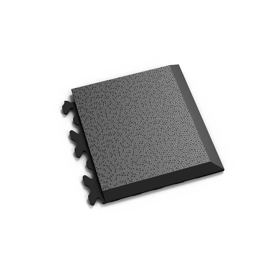 Černý PVC vinylový rohový nájezd "typ D" Fortelock Invisible (hadí kůže) - délka 14,5 cm, šířka 14,5 cm, výška 0,67 cm