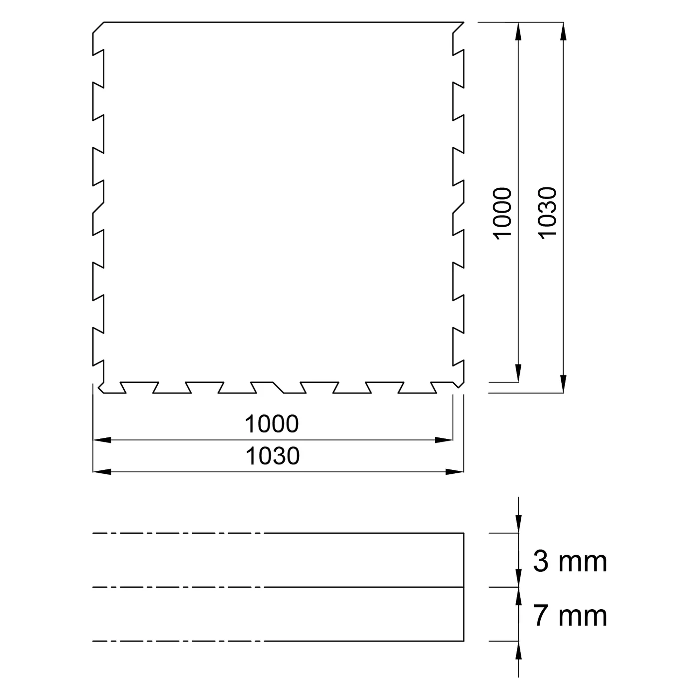 Guma podłogowa czarno-biało-czerwono-szara (puzzle - krawędź) FLOMA Sandwich - długość 100 cm, szerokość 100 cm, wysokość 1 cm