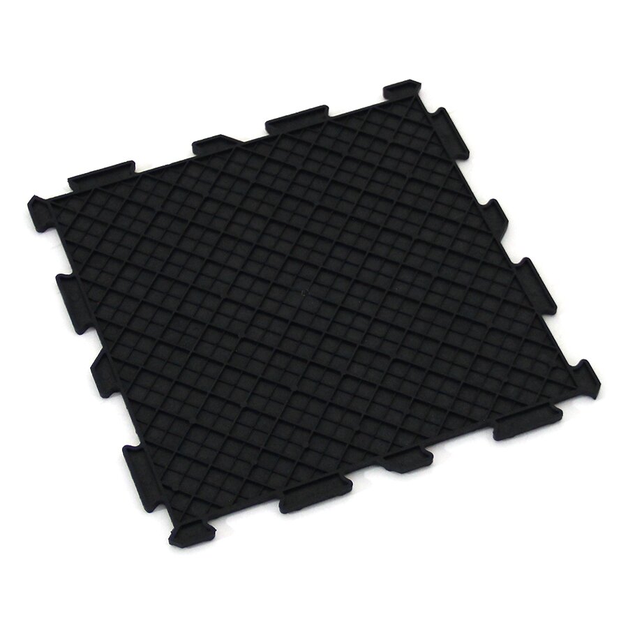 Čierna gumová puzzle terasová dlažba FLOMA Alpha Tile - dĺžka 30 cm, šírka 30 cm a výška 0,5 cm - 10 ks