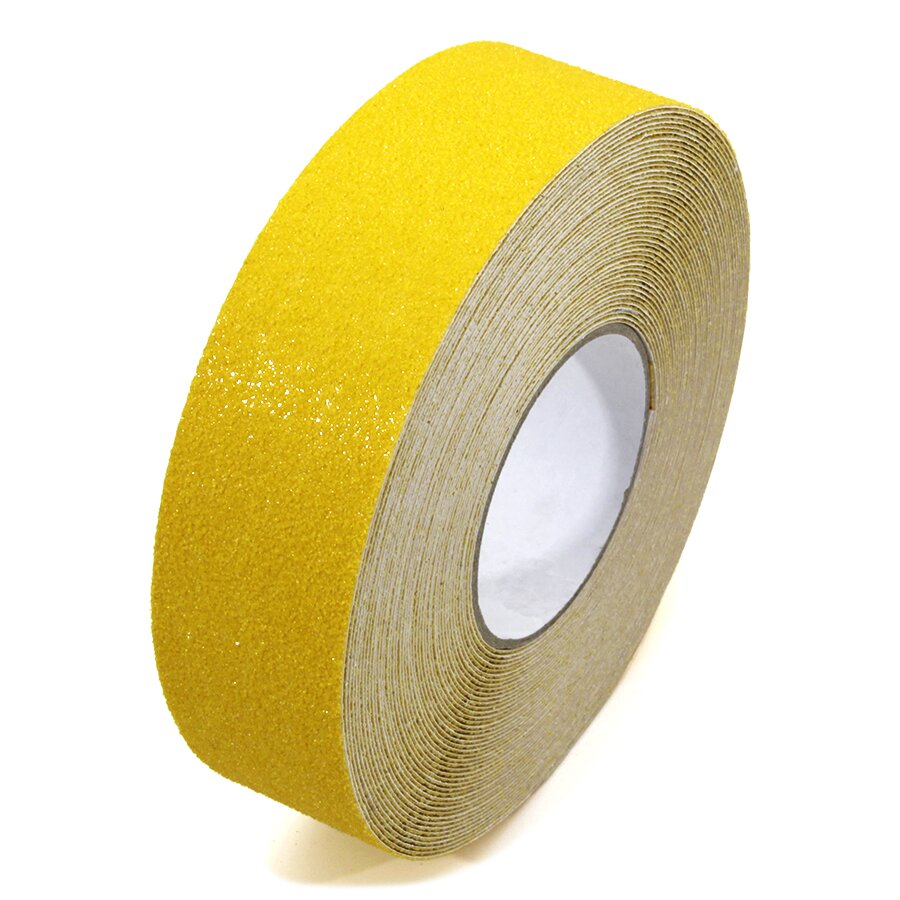 Žltá korundová protišmyková páska FLOMA Super - dĺžka 18,3 m, šírka 5 cm a hrúbka 1 mm