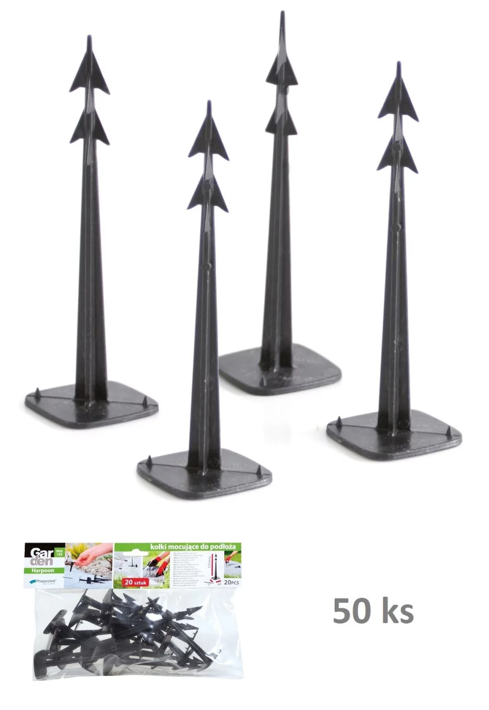 Erdnägel aus Kunststoff - länge 4,4 cm, Breite 3,7 cm, Höhe 12,5 cm - schwarze