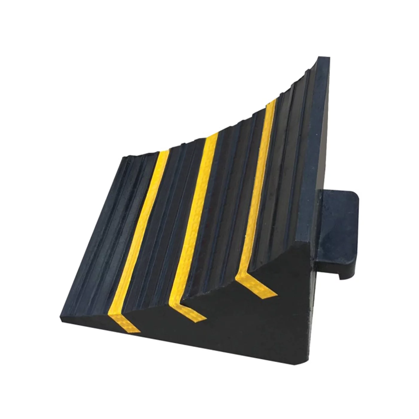 Radkeil aus Gummi unter die Räder FLOMA WCF28 - Länge 33 cm, Breite 29 cm, Höhe 27 cm - Schwarz-Gelb