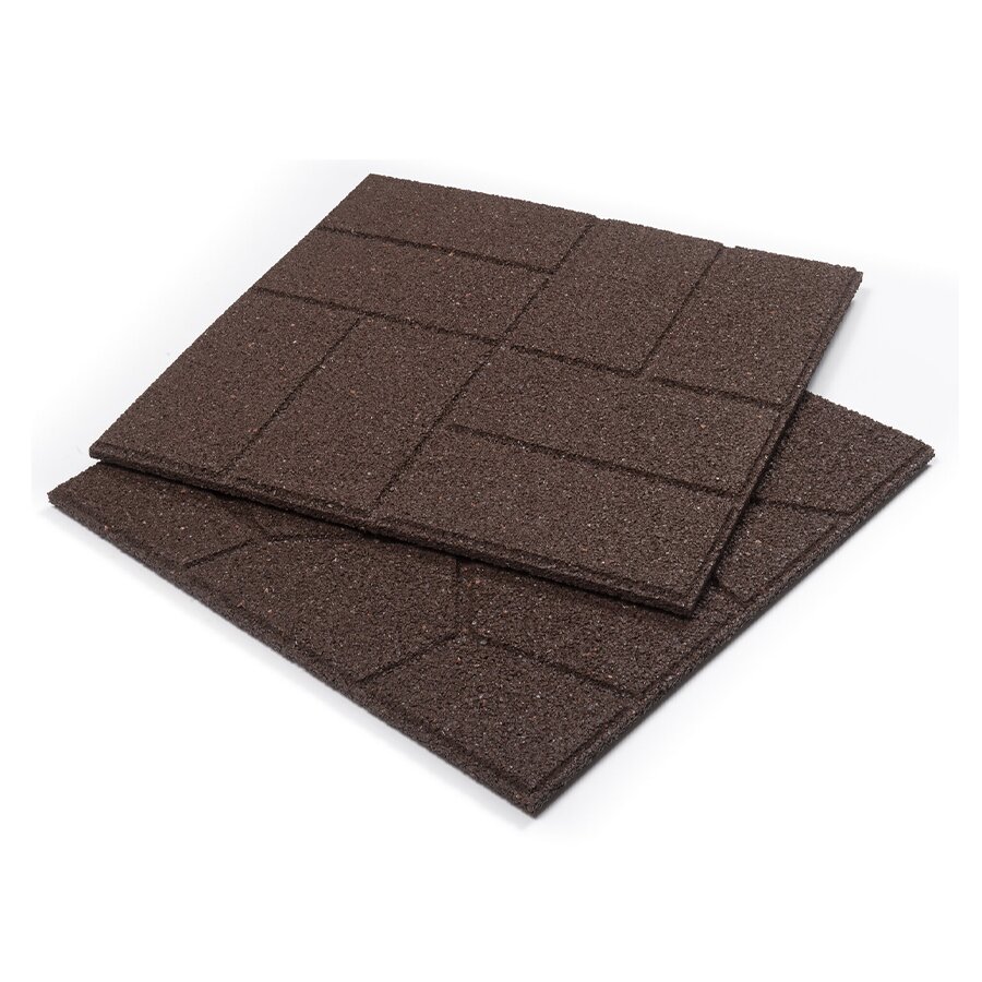 Hnedá gumová terasová dlažba FLOMA Cobblestone - dĺžka 40,5 cm, šírka 40,5 cm a výška 1,5 cm