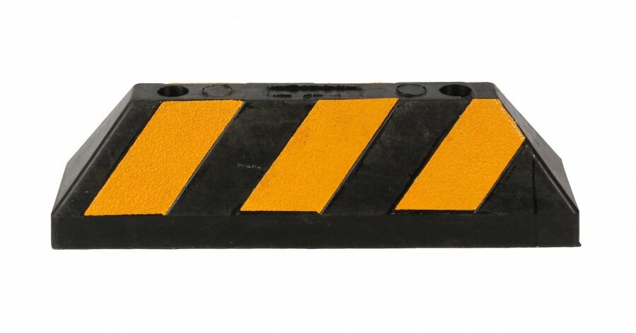 Černo-žlutý bezpečnostní parkovací doraz - délka 55 cm, výška 15 cm, Černo-žlutý bezpečnostní pryžový doraz - délka 55 cm, výška 15 cm