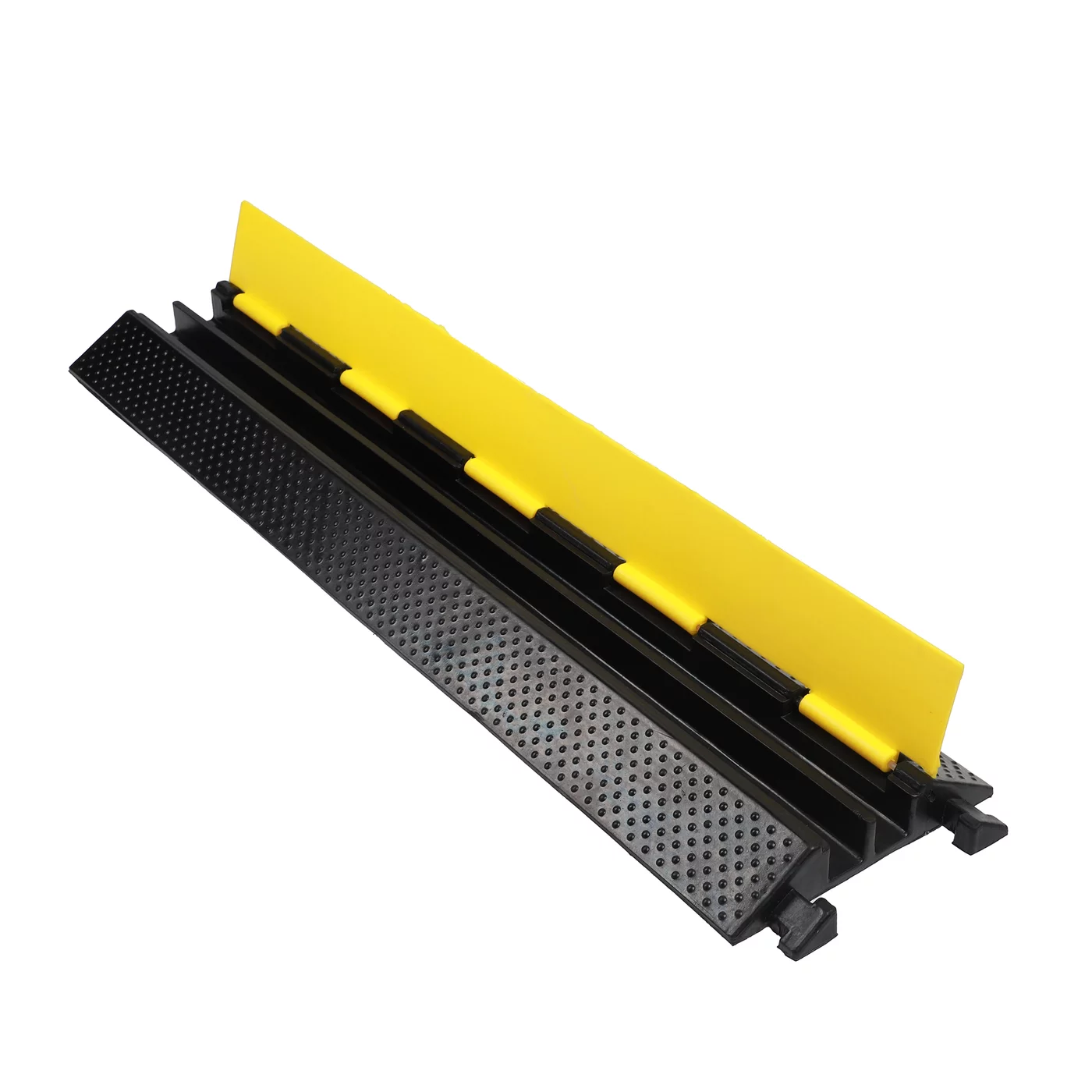 Anti-Rutsch Kabelbrücke aus Gummi 2x34x34 FLOMA CPR79 - Länge 100 cm, Breite 25 cm, Höhe 5 cm - Schwarz-Gelb