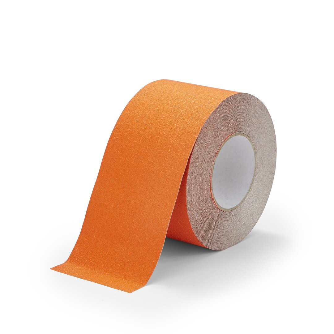 Oranžová korundová protišmyková páska pre nerovné povrchy FLOMA Conformable - dĺžka 18,3 m, šírka 10 cm, hrúbka 1,1 mm
