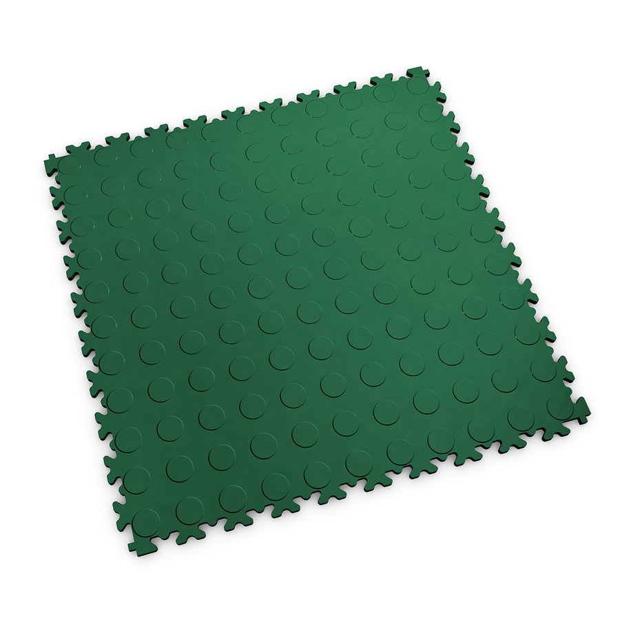 Zelená PVC vinylová zátěžová dlažba Fortelock Industry (penízky) - délka 51 cm, šířka 51 cm, výška 0,7 cm