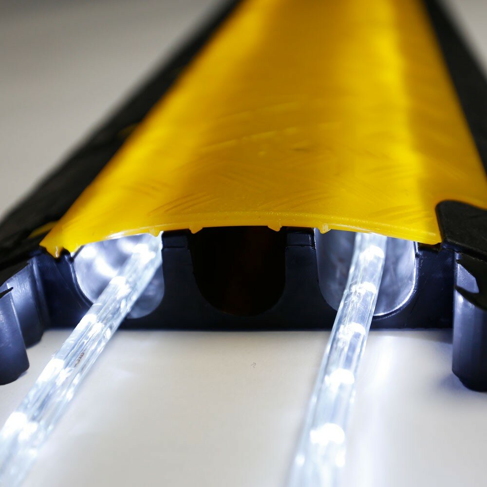 Černo-žlutý plastový kabelový most s transparentním víkem DEFENDER 3 LUX - délka 105 cm, šířka 60 cm a výška 7,3 cm