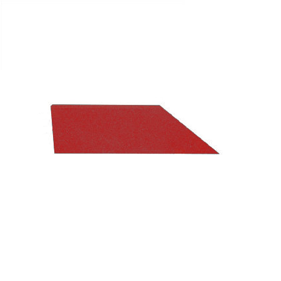 Červený gumový levý nájezd (roh) pro gumovou dlažbu - délka 75 cm, šířka 30 cm, výška 2 cm