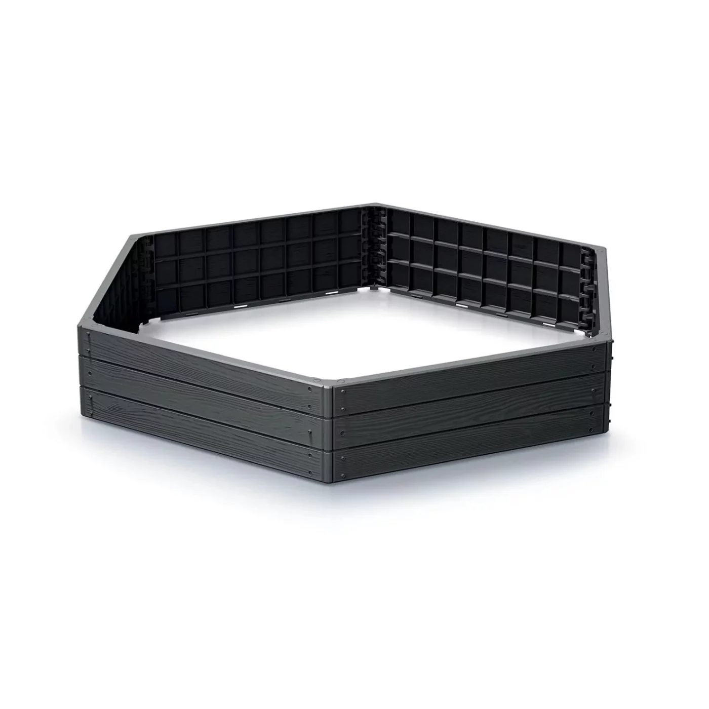 Stapelbares Hochbeet GH27 - Länge 148 cm, Breite 129 cm, Höhe 25 cm - Schwarz