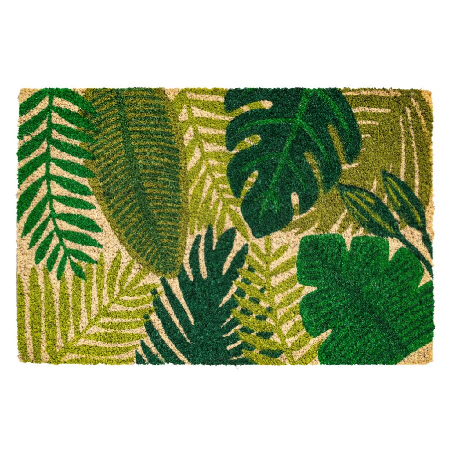 Kokosová vstupná rohož FLOMA Ruco Leaves - dĺžka 40 cm, šírka 60 cm, výška 1,5 cm