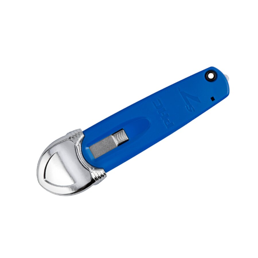 Modrý kovový bezpečnostní samozatahovací nůž 3 v 1 S7