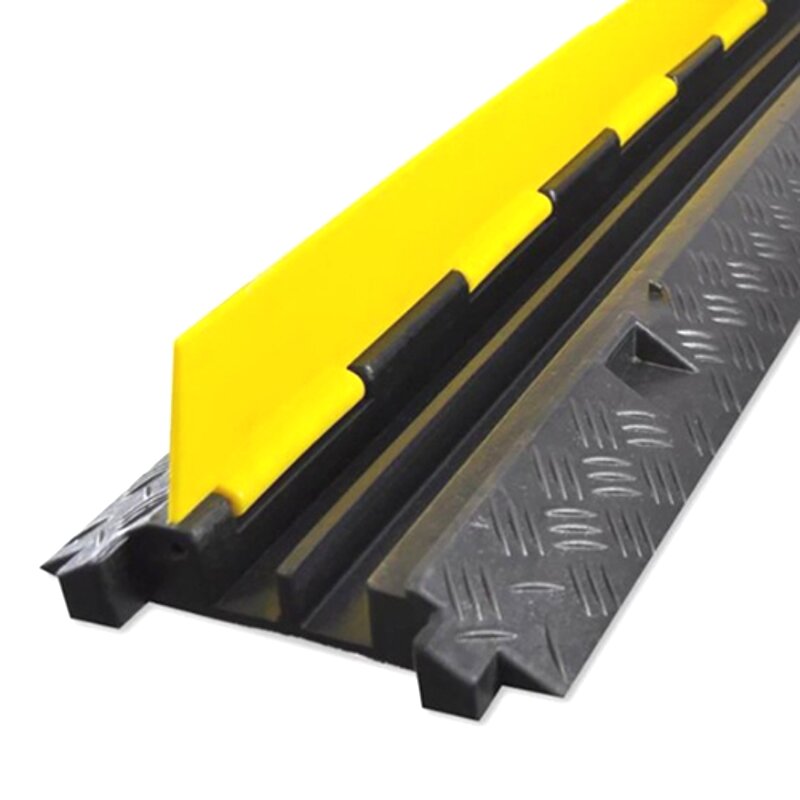 Schlauchbrücke aus Kunststoff mit Deckel - Länge 100 cm, Breite 25 cm, Höhe 4,5 cm - Schwarz-Gelb