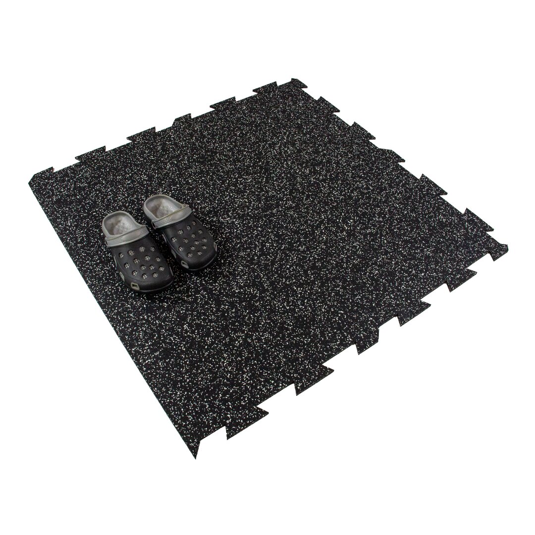 Čierno-biela gumová modulová puzzle dlažba (okraj) FLOMA FitFlo SF1050 - dĺžka 100 cm, šírka 100 cm, výška 1 cm