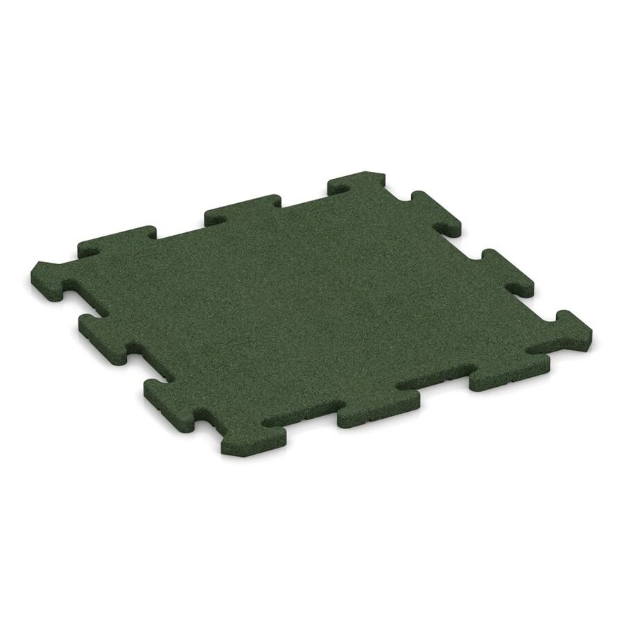 Zelená gumová dopadová puzzle dlažba FLOMA - délka 47,8 cm, šířka 47,8 cm, výška 3 cm