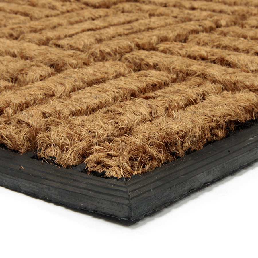 Kokosová čistiaca vonkajšia vstupná rohož FLOMA Lines - Squares - dĺžka 45 cm, šírka 75 cm a výška 2 cm