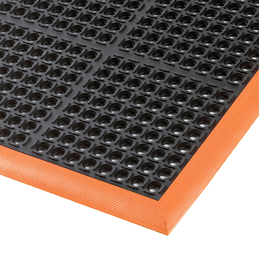 Čierno-oranžová extra odolná olejovzdorná rohož Safety Stance 100% nitrilová guma - dĺžka 97 cm, šírka 163 cm, výška 2,2 cm