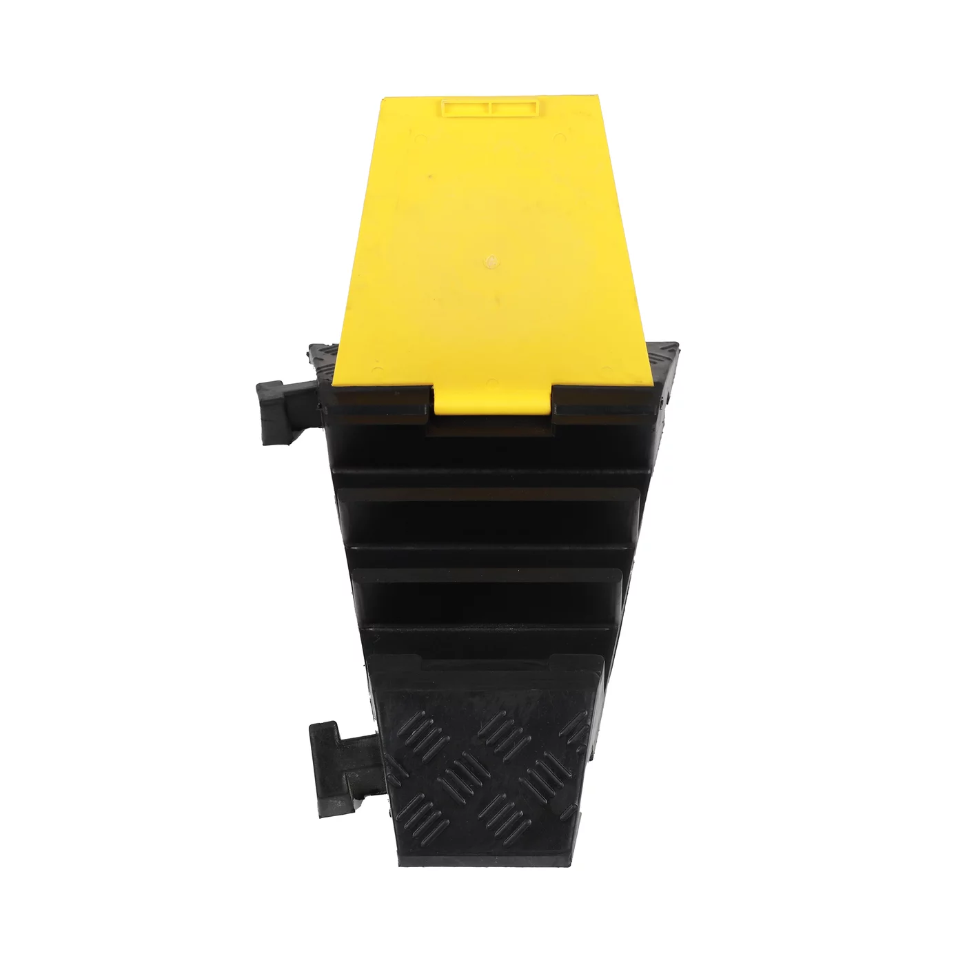 Eckbrücke aus Gummi 3x55x65 mit Deckel "Linkskurve" FLOMA - Länge 30 cm, Breite 50 cm, Höhe 7 cm - Schwarz-Gelb