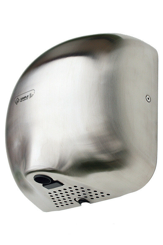 Šedý nerezový bezdotykový teplovzdušný sušič rúk Jet Dryer SIMPLE