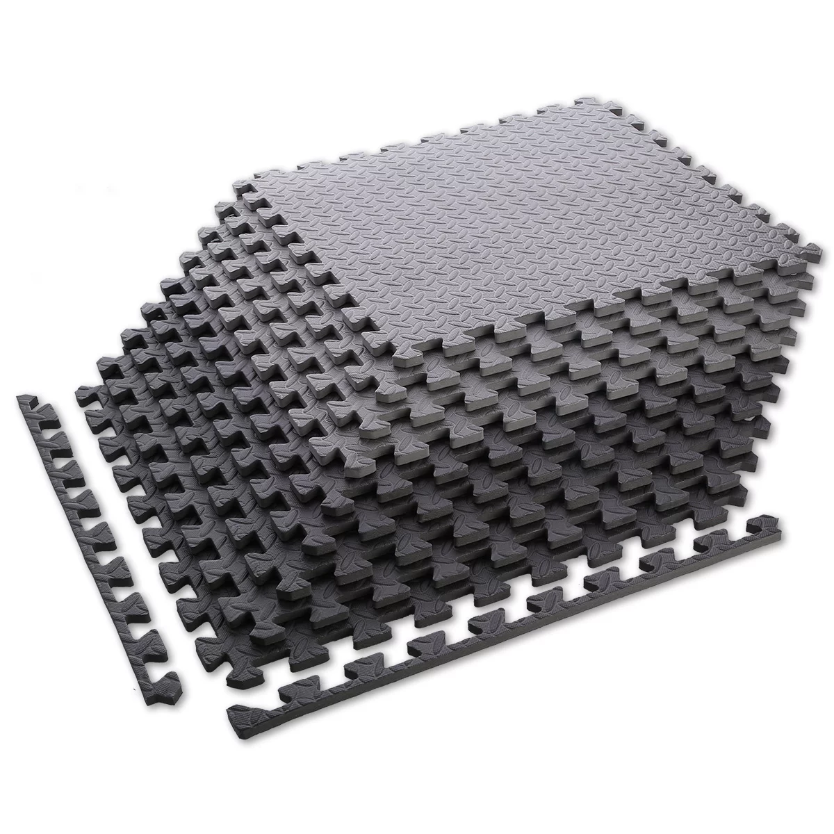 Puzzle Fitnessboden aus Schaumstoff Und aus Gummi (9 Stck.) HMS - Länge 180 cm, Breite 180 cm, Höhe 1,2 cm - Grau